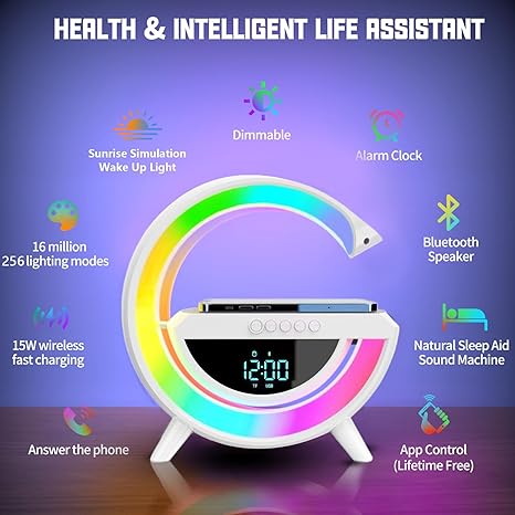 GPED Alarm Clock, Digital Alarm Clock Radio with Wireless Charging